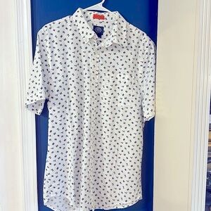 Men’s St Johns Bay All Over Nautical Print Short Sleeve  Button Up Shirt Size L